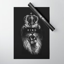 Lion, Lionart, King, Animal, Black, Minimal, Interior, Black White,Wall art, Art Print,Trendy decor Wrapping Paper