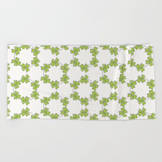 four-leaf clover leaves pattern Beach Towel