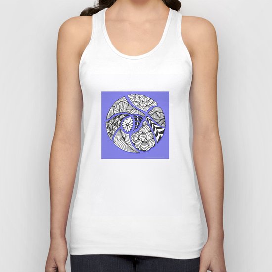 Zentangle Design - Black, White and Purple Illustration Unisex Tank Top