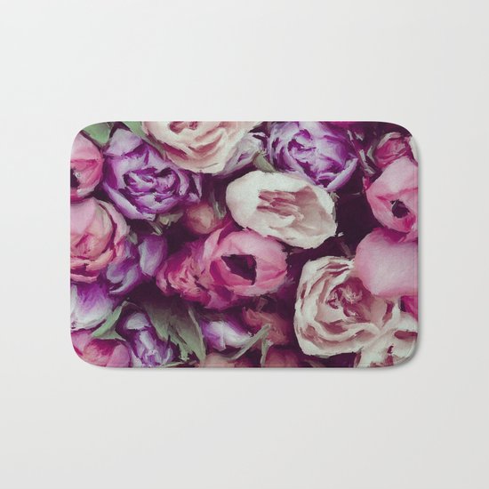 magnificent painted flowers Bath Mat
