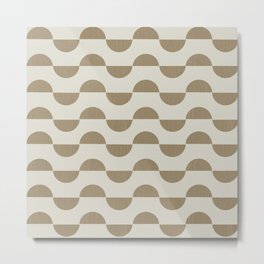 Calming minimalistic textured semi-circle geometric pattern - tan Metal Print