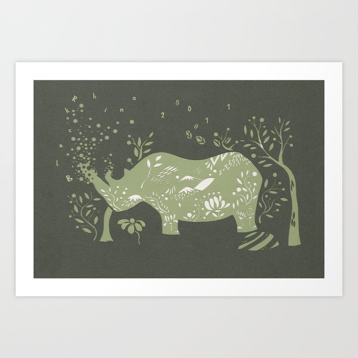 Black Rhino Art Print