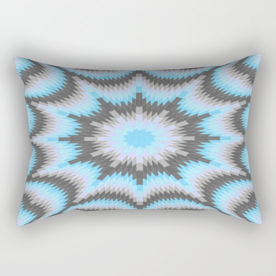 Geometric Burst Blue & Gray Rectangular Pillow