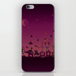 colorful circus carnival traveling in one row at night iPhone Skin