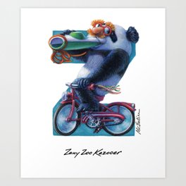 Zany Zoo Kazooer Art Print | Coloredpencil, Bear, Watercolor, Curated, Bikeriding, Zoo, Funny, Zany, Clown, Letter 
