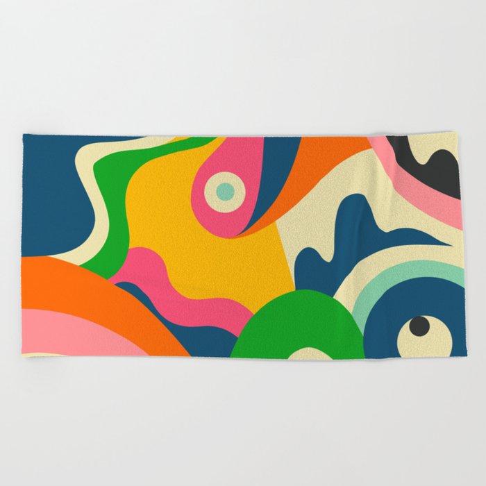 Colorful Mid Century Abstract  Beach Towel