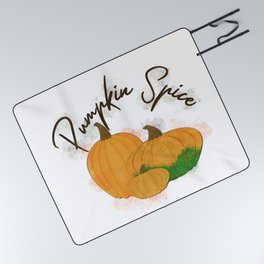 Pumpkin Spice Digital Watercolor Picnic Blanket