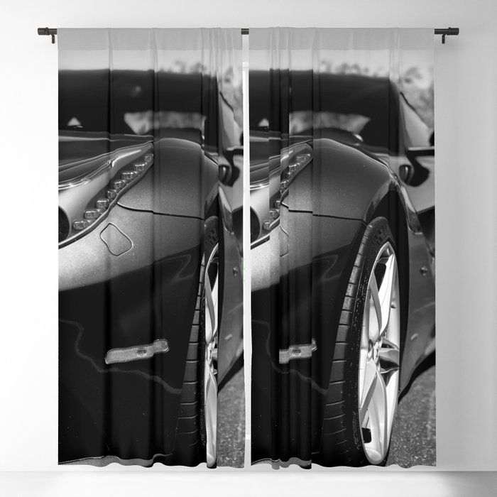 Super Car // Front Wheel Base Low Rims Dark Charcol Gray Black and White Blackout  Curtain by 88cityscape
