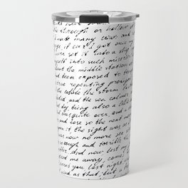Monochrome background of careless ink writing. Handwritten letter texture. Vintage illustration Travel Mug