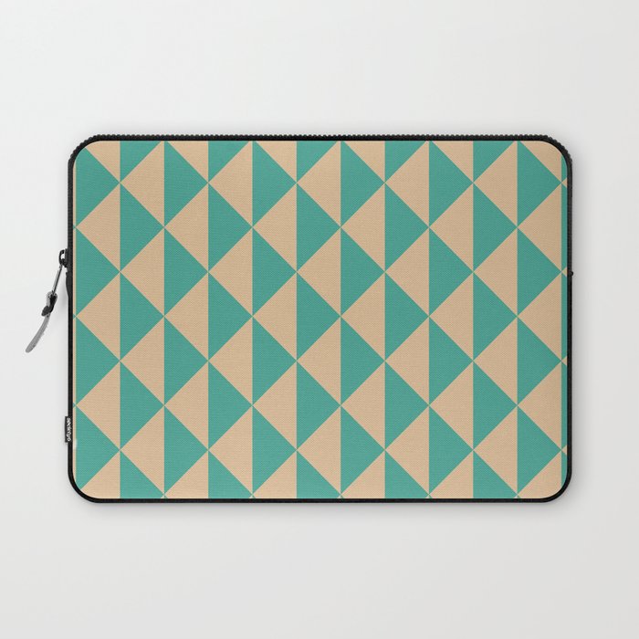 Fun Retro Teal Turquoise Geometric Shapes Pattern Laptop Sleeve