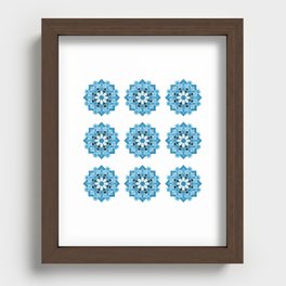 Kaleidoscope - Repeated Pattern in blue Recessed Framed Print