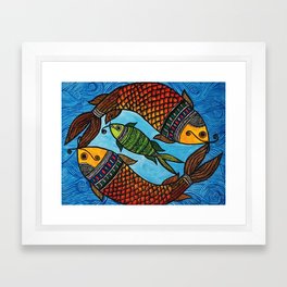 3 Fishes Framed Art Print | Animal, Nature, Painting, Graphic Design 