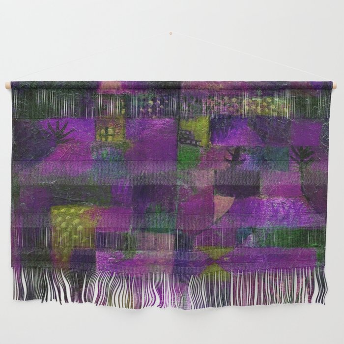 Terraced garden tropical floral Tuscany purple and gold abstract landscape painting by Paul Klee Wall Hanging