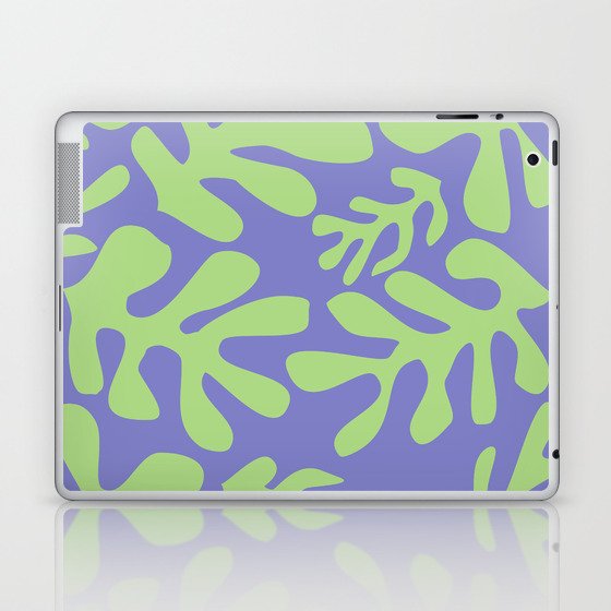 Matisse Seaweed Leaves Green on Very Peri Lavender Background Laptop & iPad Skin
