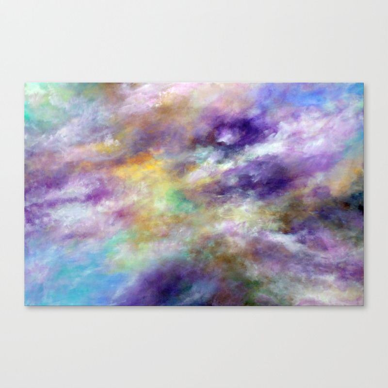 Colorful Sky Clouds Abstract Original Painting Acrylic Violet