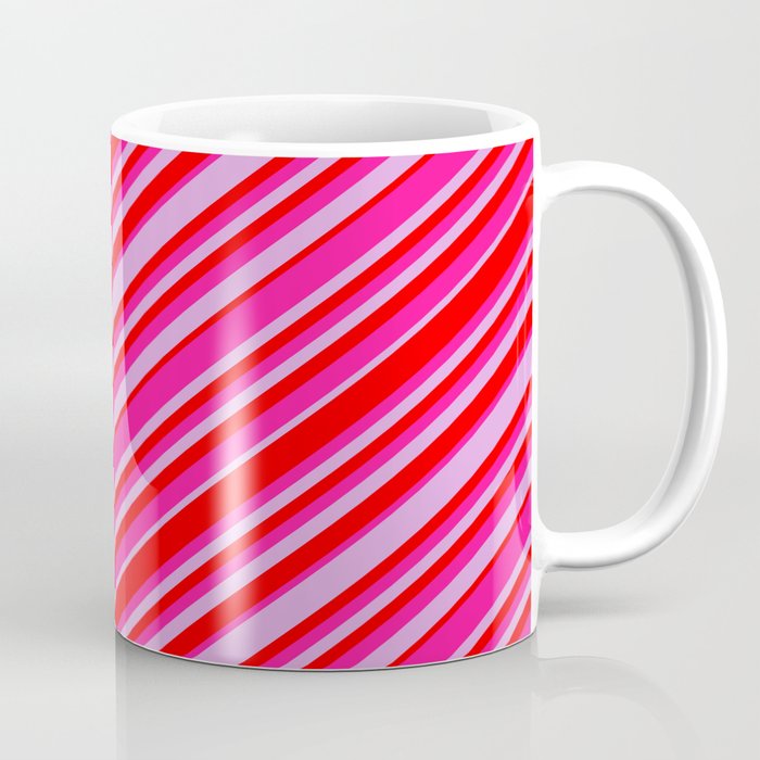 Plum, Red & Deep Pink Colored Lined/Striped Pattern Coffee Mug