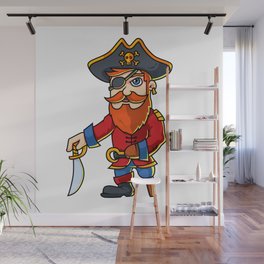 Captain Hook Wall Murals Society6 Pirate Cartoon Character Wall Mural