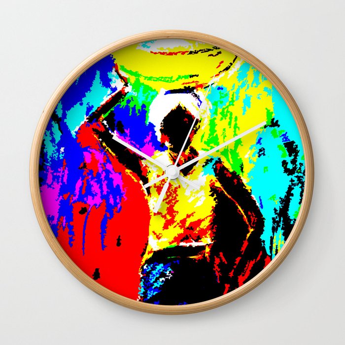 African Lady Carrying Fruit, Abstract Print Wall Clock