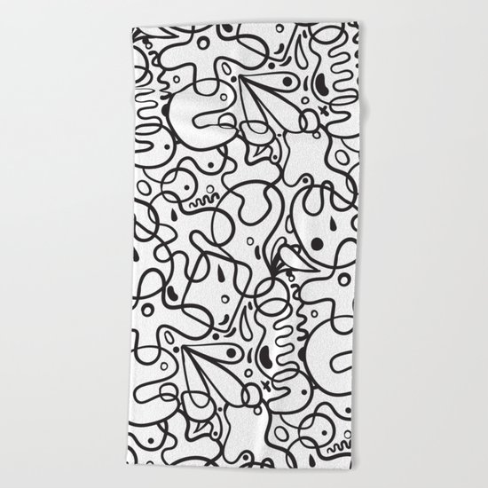 Black & White Blobs Beach Towel