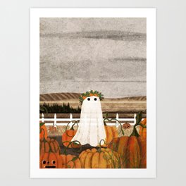 There's a Ghost in the Pumpkins Patch Again... Art Print