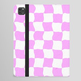 Pink Funky Checkered Pattern Wavy Groovy 70s iPad Folio Case