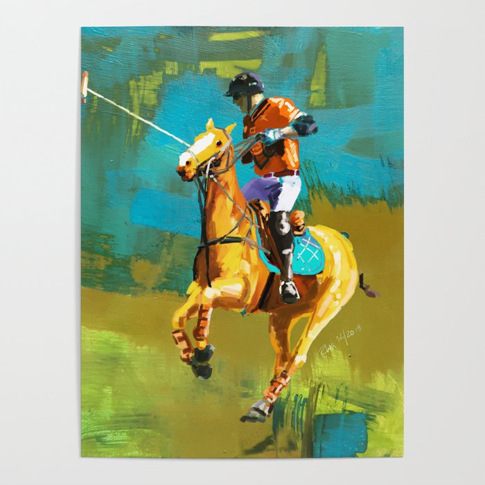 poloplayer abstract turquoise ochre Poster