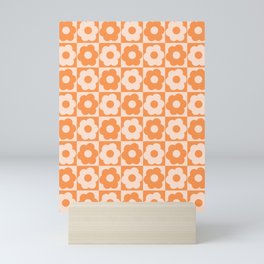 Floral Checker Orange Mini Art Print
