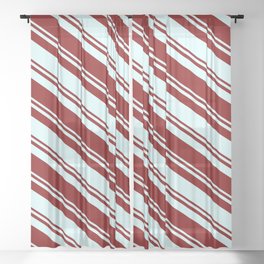 [ Thumbnail: Maroon & Light Cyan Colored Lines/Stripes Pattern Sheer Curtain ]
