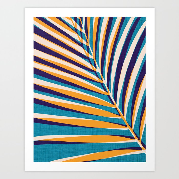 Orange and Blue Palm Frond Art Print by Modern Tropical | Society6