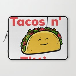 Tacos and titties funny quote with cartoon LGBTQ Taco pride rainbow flag Laptop Sleeve