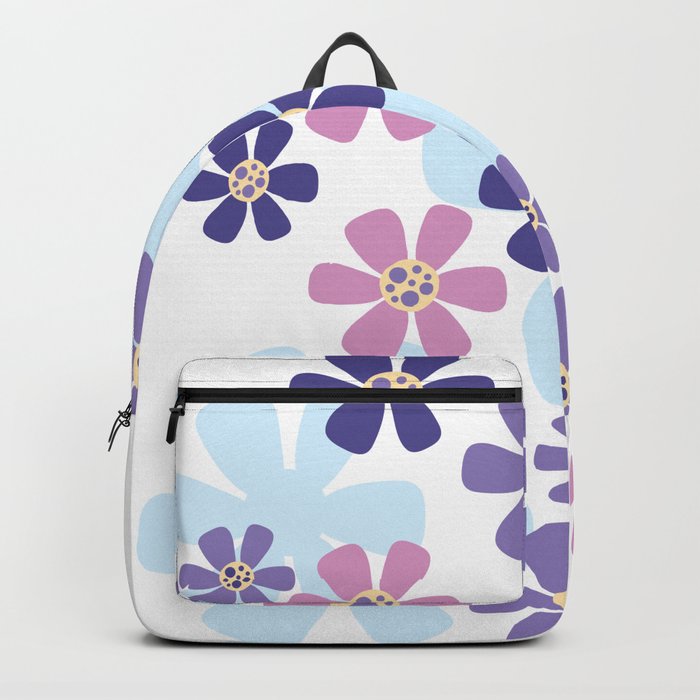 Designed with geometric and modern daisies, Very Peri color.  Backpack
