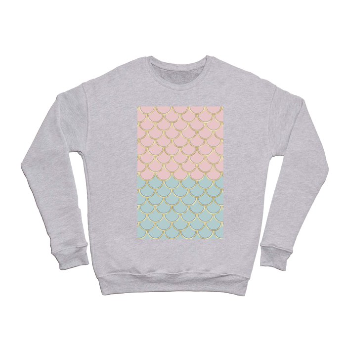 Retro Vintage Inspired 1940s Beachy Fish Scales Pattern in Pink Green and Gold Crewneck Sweatshirt