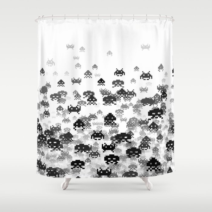 Invaded III B&W Shower Curtain