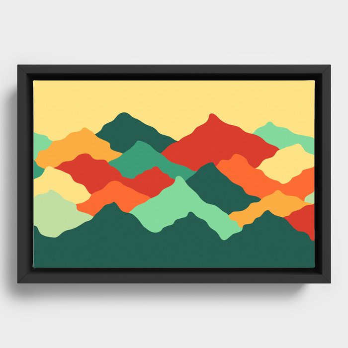 Colorful Mountains Minimalist Abstract Nature Art In Warm Natural African Color Palette Framed Canvas