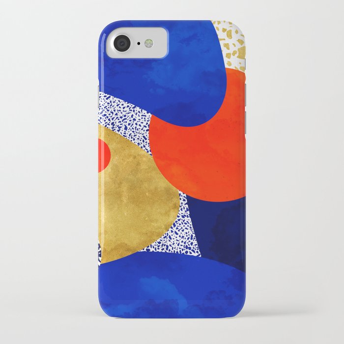 terrazzo galaxy blue night yellow gold orange iphone case