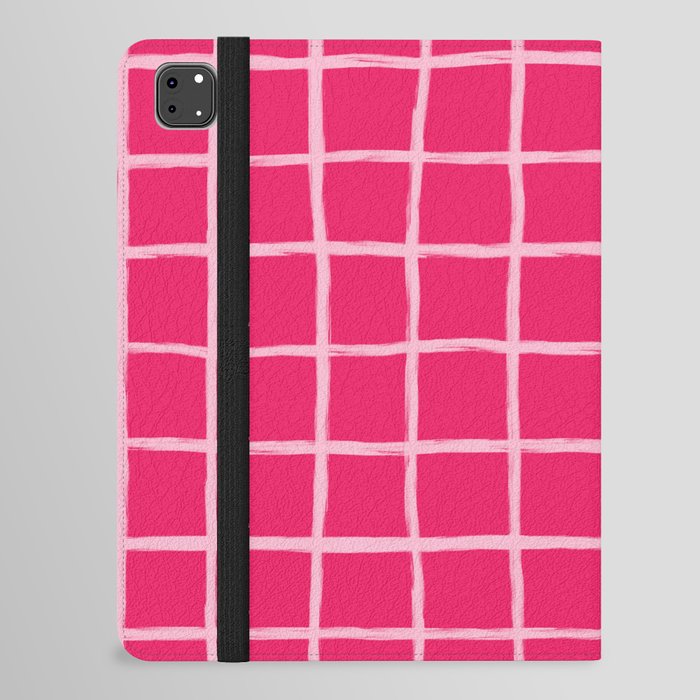 Pink on Pink Checkered Grid iPad Folio Case