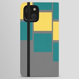 Slanting square boxes | yellow and green iPhone Wallet Case