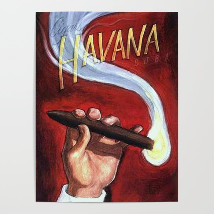All Red Cohiba Cuban Habanos Cigars Aficionado Vintage Advertisement Poster; Habana, Cuba Wall Decor Poster