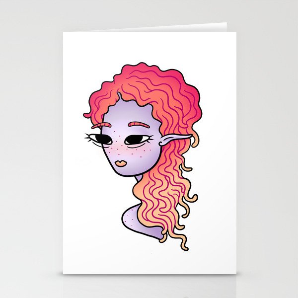 alien head illustration Stationery Cards