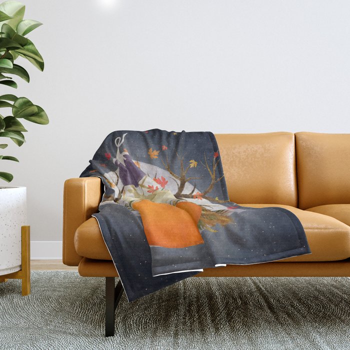 Floating Frosted Pumpkins Throw Blanket