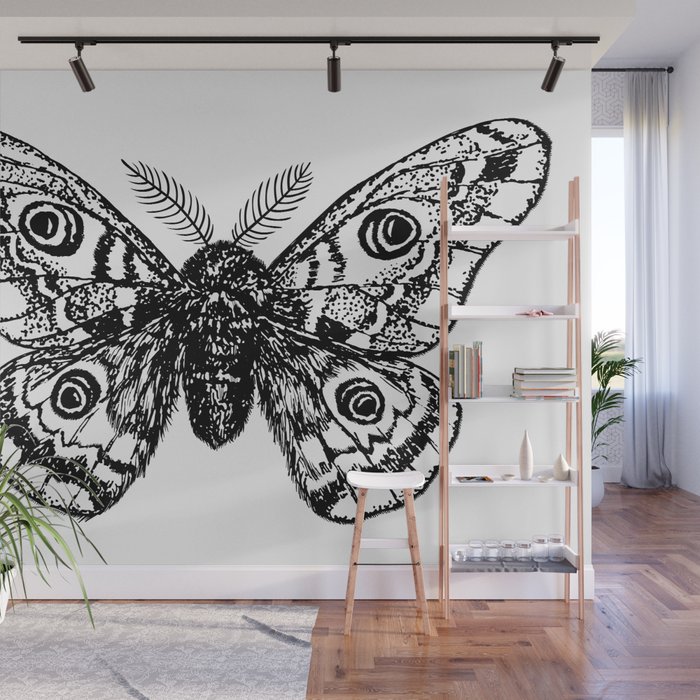 Emperor moth drawing Wall Mural