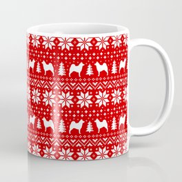 Norwegian Elkhound Silhouettes Christmas Holiday Pattern Coffee Mug