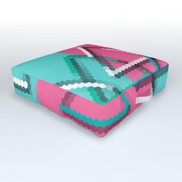 3D Pixelated Triangles Outdoor Floor Cushion | Lines, Turquoise, Pixel, Popout, Graphicdesign, Clean, Shapes, Collage, Pixelated, Magenta 
