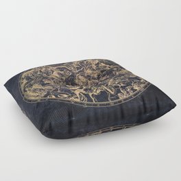 Vintage Constellations & Astrological Signs | Yellowed Ink & Cosmic Colour Floor Pillow