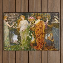 A Masque of Four Seasons by Walter Crane Outdoor Rug