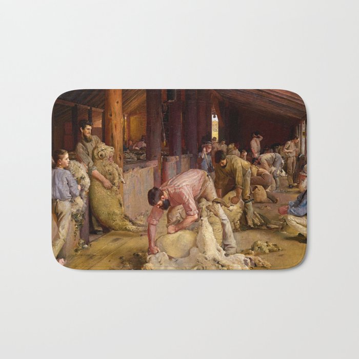 Shearing the Rams, 1890 by Tom Roberts Bath Mat