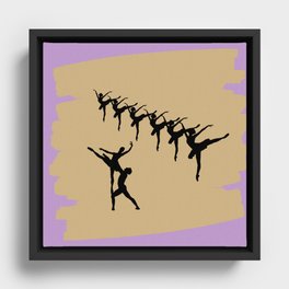 Ballerina figures in black on beige brush stroke Framed Canvas