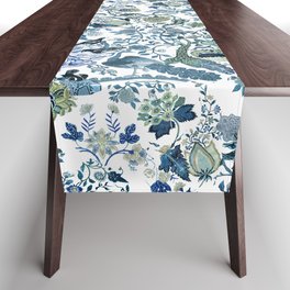 Blue vintage chinoiserie flora Table Runner