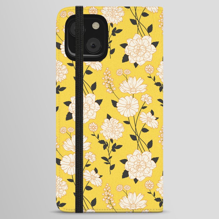 Monochrome classic flower pattern iPhone Wallet Case