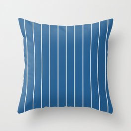 Minimalist Pin Stripes in White on Blue Throw Pillow